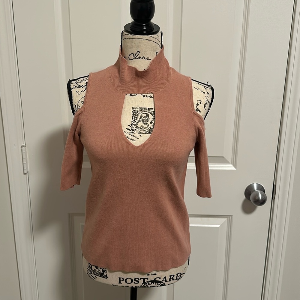 Bold Elements pink vneck cut out sweater